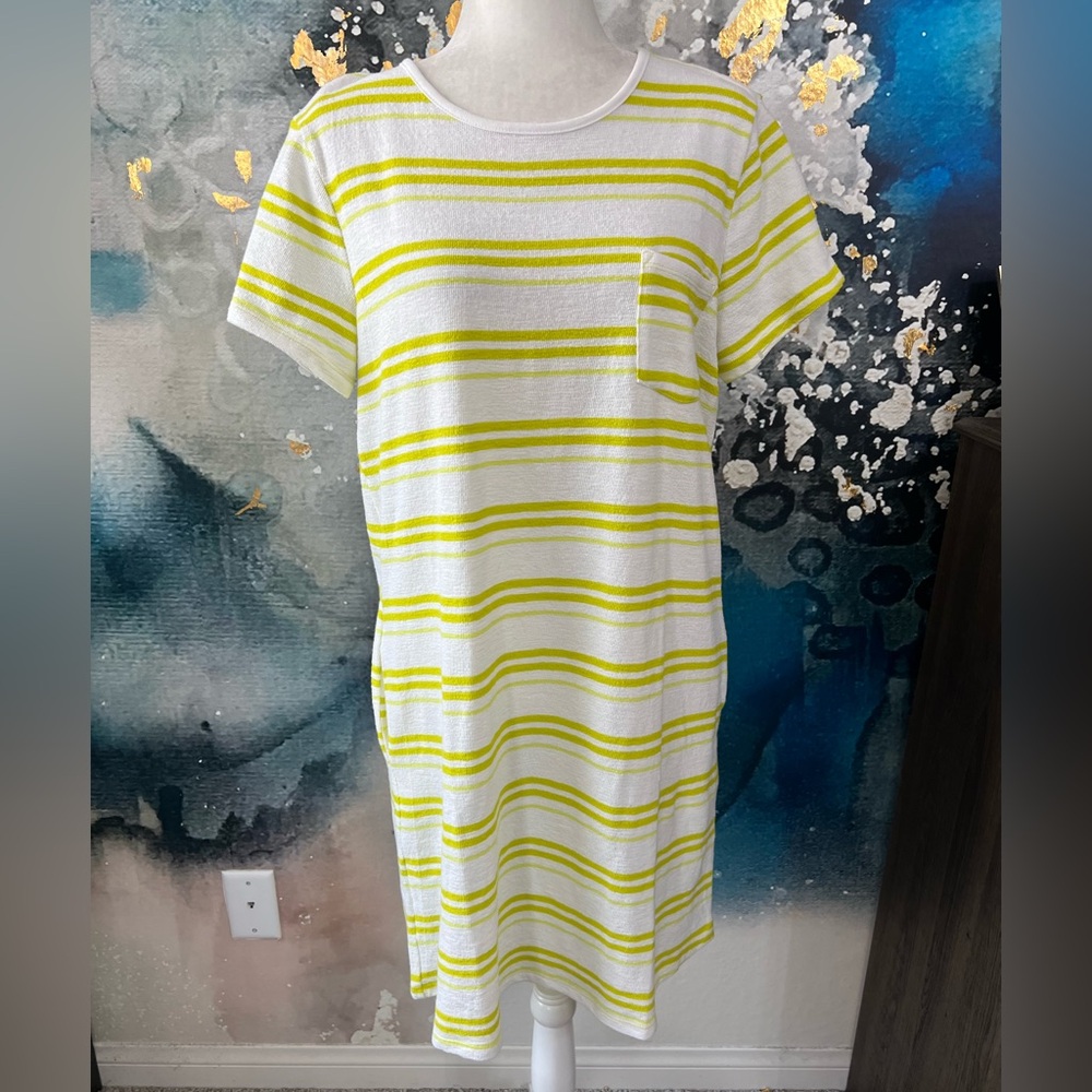 Style & Co | Chartreuse Striped T Shirt Dress
